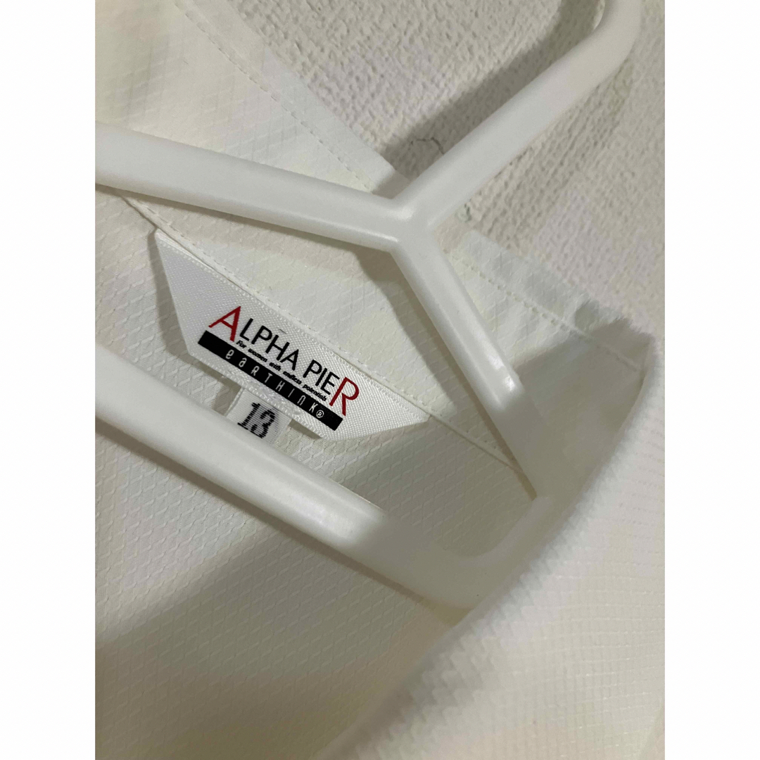 新品 ALPHA PIER 半袖ブラウス リボン付 ホワイト 13号 レディースのトップス(シャツ/ブラウス(半袖/袖なし))の商品写真