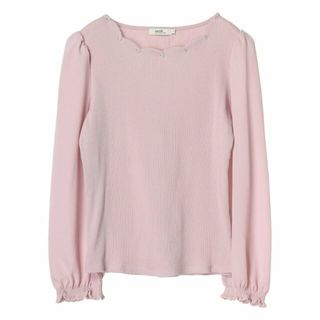 アースミュージックアンドエコロジー(earth music & ecology)の【ピンク】スカラップビジュープルオーバー カットソー/レディース/春/24SS(カットソー(長袖/七分))