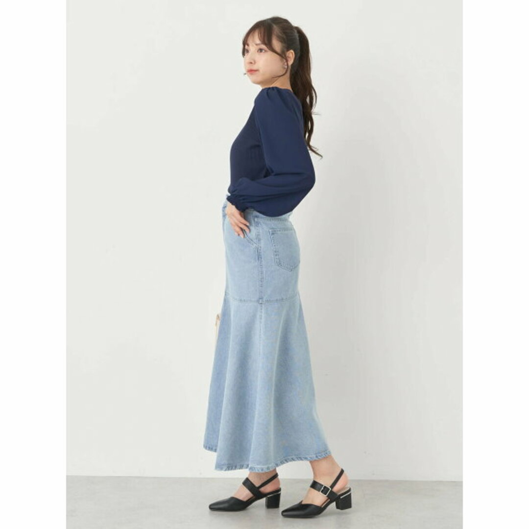 earth music & ecology(アースミュージックアンドエコロジー)の【ネイビー】スカラップビジュープルオーバー カットソー/レディース/春/24SS レディースのトップス(カットソー(長袖/七分))の商品写真