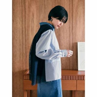 イェッカヴェッカ(YECCA VECCA)の【ストライプ】レースMIX配色ストライプシャツ/24SS(シャツ/ブラウス(長袖/七分))