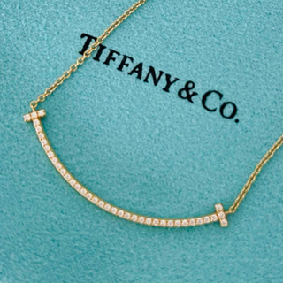 ティファニー(Tiffany & Co.)のティファニー Tスマイルペンダント イエローゴールド ダイヤモンド ネックレス(ネックレス)