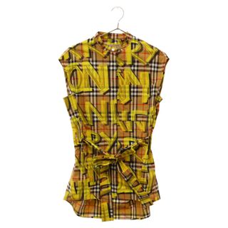 バーバリー(BURBERRY)のBURBERRY バーバリー classic check graffiti shirt 8001919 バーバリーチェック グラフィティシャツ シャツ ベスト ノースリーブ ブラウン/イエロー レディース(Tシャツ(半袖/袖なし))