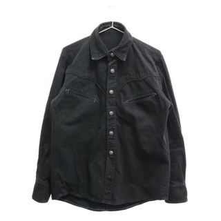 クロムハーツ(Chrome Hearts)のCHROME HEARTS クロムハーツ ホースシュー バックフレアニー切り替え ウエスタンデニムシャツ 長袖シャツ ブラック(シャツ)