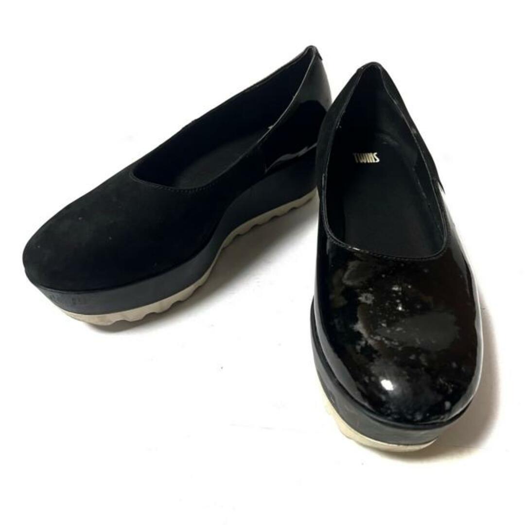 CAMPER(カンペール)のCAMPER(カンペール) パンプス 38 レディース - 黒 ウェッジソール ヌバック×エナメル（レザー） レディースの靴/シューズ(ハイヒール/パンプス)の商品写真