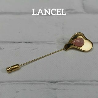 ランセル(LANCEL)の【匿名配送】ランセル ピンブローチ ゴールド ストーン ピンク ヴィンテージ(ブローチ/コサージュ)