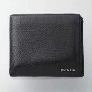 プラダ(PRADA)のK3547 プラダ 高級本革 ブラック カード 二つ折 財布 ITALY製(折り財布)