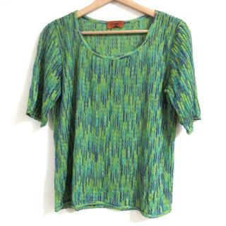 ミッソーニ(MISSONI)のMISSONI(ミッソーニ) 半袖カットソー サイズ42 M レディース - グリーン×パープル×イエロー クルーネック(カットソー(半袖/袖なし))