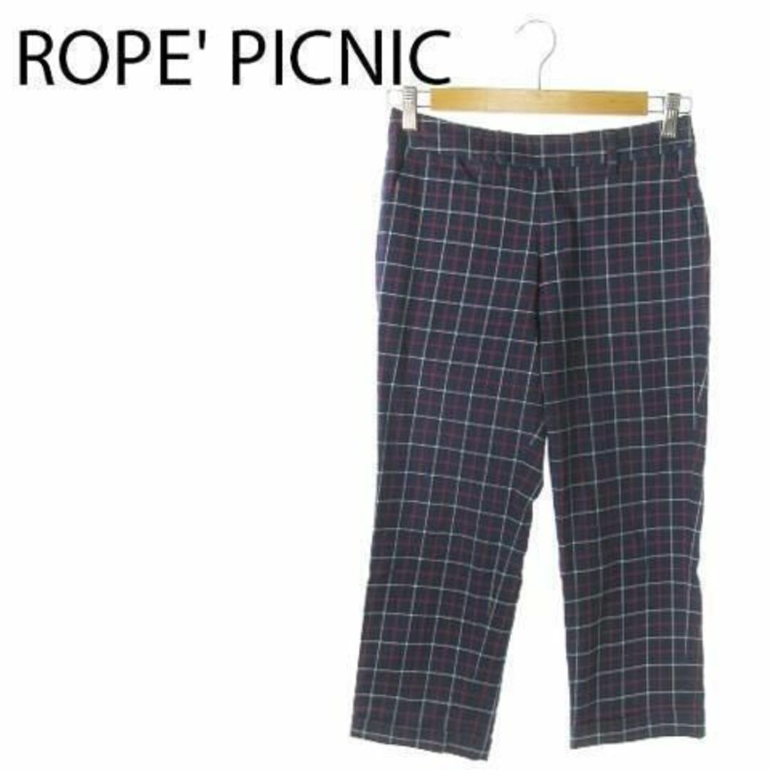 Rope' Picnic(ロペピクニック)のロペピクニック チェック柄クロップドパンツ 36 紺 230602AO18A レディースのパンツ(クロップドパンツ)の商品写真