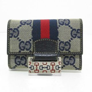 グッチ(Gucci)のGUCCI(グッチ) キーケース - 146208 グレー×レッド 5連フック キャンバス×レザー(キーケース)