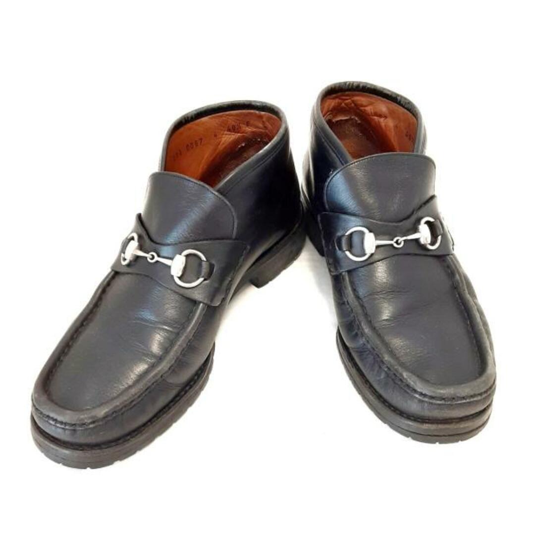 Gucci(グッチ)のGUCCI(グッチ) ショートブーツ 40 1/2 E メンズ ホースビット 1140067 黒×シルバー レザー メンズの靴/シューズ(ブーツ)の商品写真