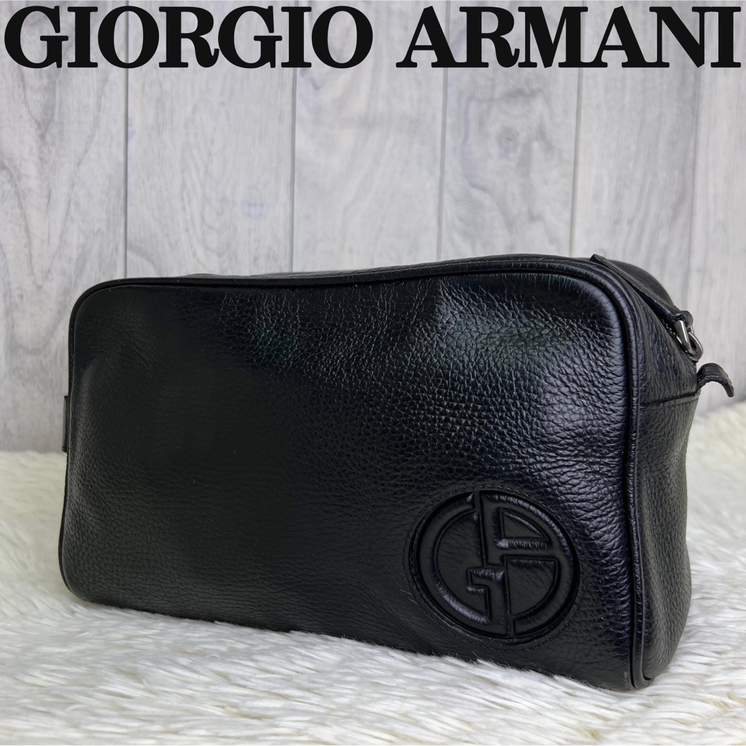 Giorgio Armani(ジョルジオアルマーニ)の人気♡美品♡カーフレザー♡エンボスロゴ♡ジョルジオアルマーニ クラッチバッグ メンズのバッグ(セカンドバッグ/クラッチバッグ)の商品写真