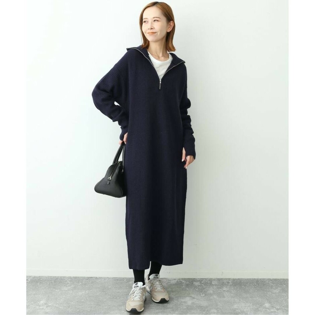 SLOBE IENA(スローブイエナ)の【正規品】スローブイエナ☆French wool畦ハーフジップニットワンピース レディースのワンピース(その他)の商品写真