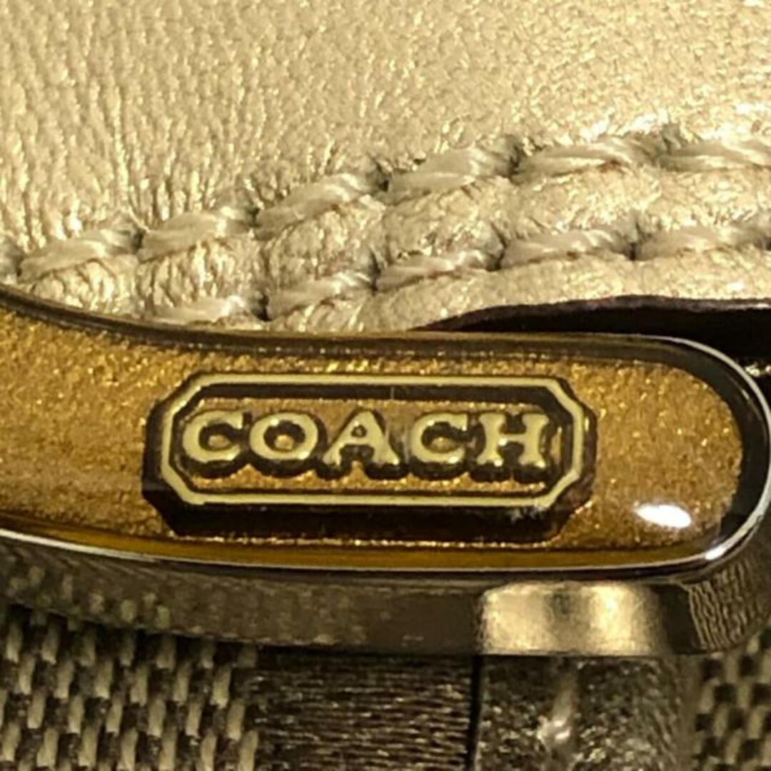 COACH(コーチ)のCOACH(コーチ) ショルダーバッグ シグネチャー柄 ベージュ×ゴールド ジャガード×レザー レディースのバッグ(ショルダーバッグ)の商品写真