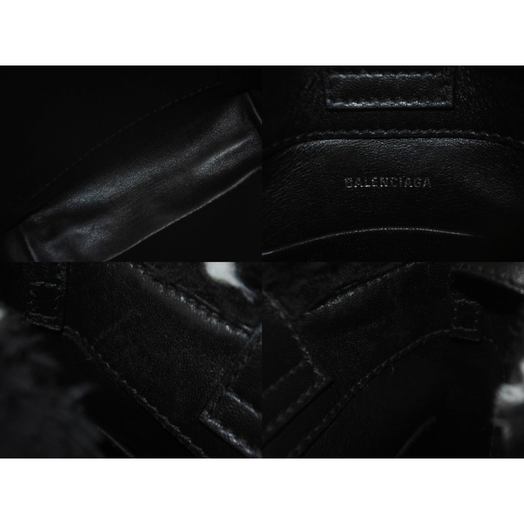 Balenciaga(バレンシアガ)のBALENCIAGA バレンシアガ 2WAYショルダーバッグ ハンドバッグ ブランソロゴ入り フェイクファー ブラック ホワイト 美品 中古 60095 レディースのバッグ(ハンドバッグ)の商品写真