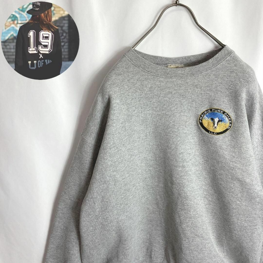 Lee - US古着スウェット ワンポイント刺繍 牛 アニマル柄 企業 Lee - US古着スウェット ワンポイント刺繍 牛 アニマル柄 企業