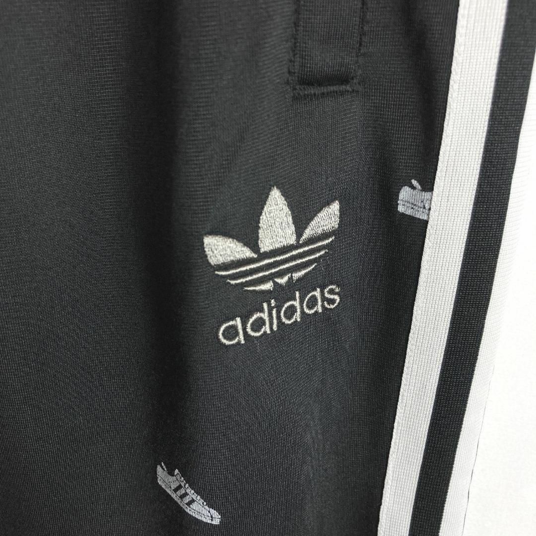 adidas(アディダス)のレア古着adidas ジャージ パンツ スニーカー トレフォイル刺繍ロゴ 黒色M メンズのパンツ(その他)の商品写真