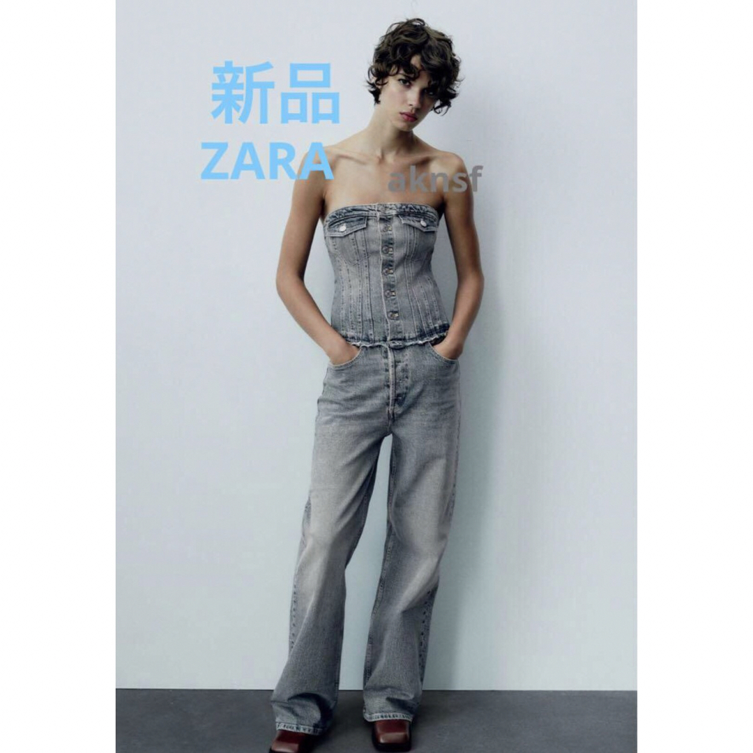 新品ZARA TRFオフショルダー デニムジャンプスーツ | フリマアプリ ラクマ