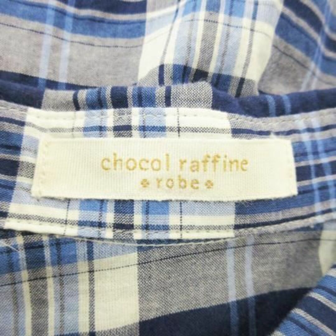 chocol raffine robe(ショコラフィネローブ)のショコラフィネローブ 長袖チェックシャツ 薄手 F 青 230628AO5A レディースのトップス(シャツ/ブラウス(長袖/七分))の商品写真