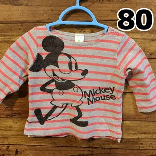 ディズニー(Disney)の【Disney】ミッキー　ボーダー　長袖カットソー　80cm(Tシャツ/カットソー)