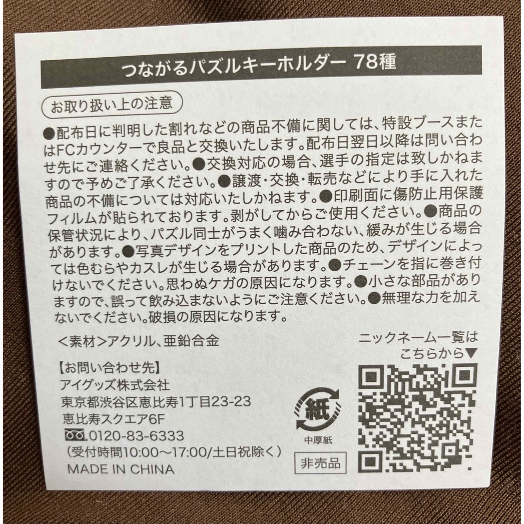 中日ドラゴンズ(チュウニチドラゴンズ)の【新品未使用】中日ドラゴンズ FCニックネームつながるパズルキーホルダー スポーツ/アウトドアの野球(記念品/関連グッズ)の商品写真