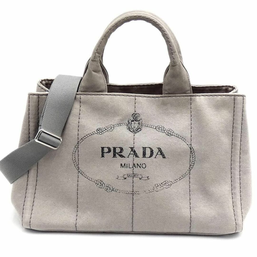 PRADA(プラダ)のプラダ バッグ PRADA キャンバス カナパM 2WAY ハンドバッグ ショルダーバッグ NUBE グレー レディース B2642B T-YJP06124 レディースのバッグ(ショルダーバッグ)の商品写真