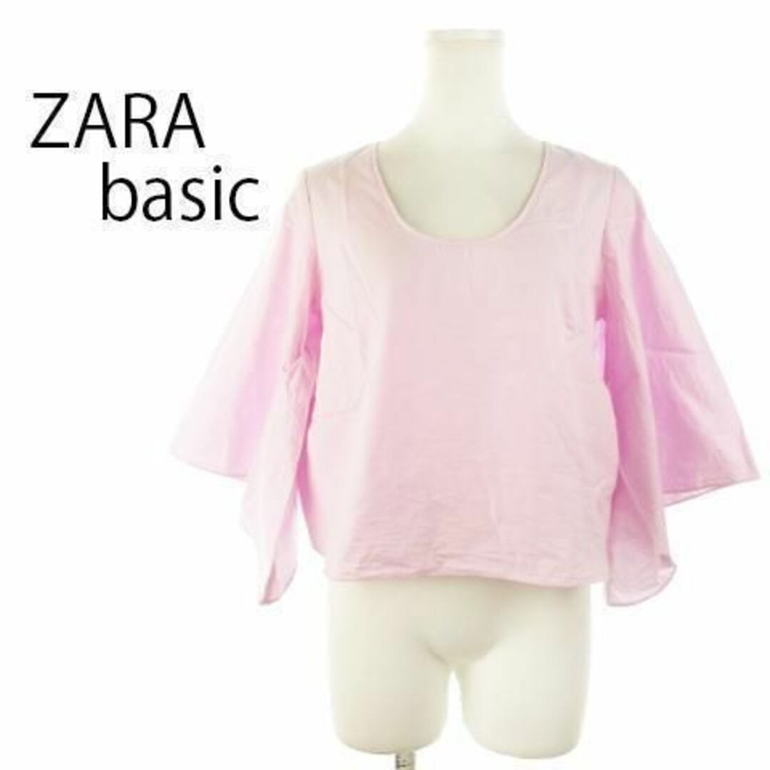 ZARA(ザラ)のザラ ブラウス 七分袖 ワイドスリーブ リボン M ピンク 230426AH9A レディースのトップス(シャツ/ブラウス(長袖/七分))の商品写真