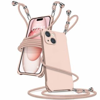 【色: ピンク】iPhone15 ケース ショルダー シリコン iphone 1(その他)