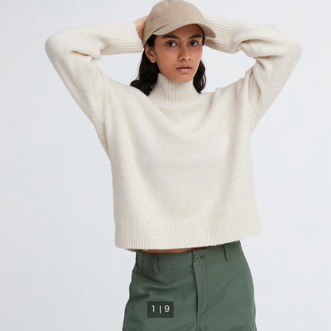 UNIQLO(ユニクロ)のスフレヤーンハイネックセーター　XL レディースのトップス(ニット/セーター)の商品写真