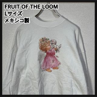 フルーツオブザルーム(FRUIT OF THE LOOM)のフルーツオブザルーム】メキシコ製スウェット アニマル　ネコ　天使子供　アートF7(スウェット)