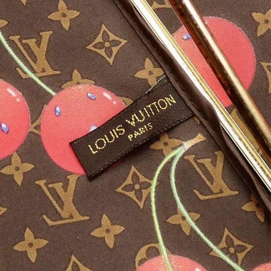 LOUIS VUITTON(ルイヴィトン)の村上隆コラボ ルイヴィトン 傘 LV ポリエステルxヌメ革 モノグラム・チェリー ブラウン レディース M70125 T-YJL06108 レディースのファッション小物(傘)の商品写真