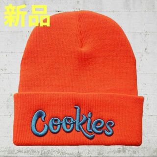 Cookies（クッキーズ） ニット帽　ビーニー　キャップ　オレンジ×ブルー(ニット帽/ビーニー)