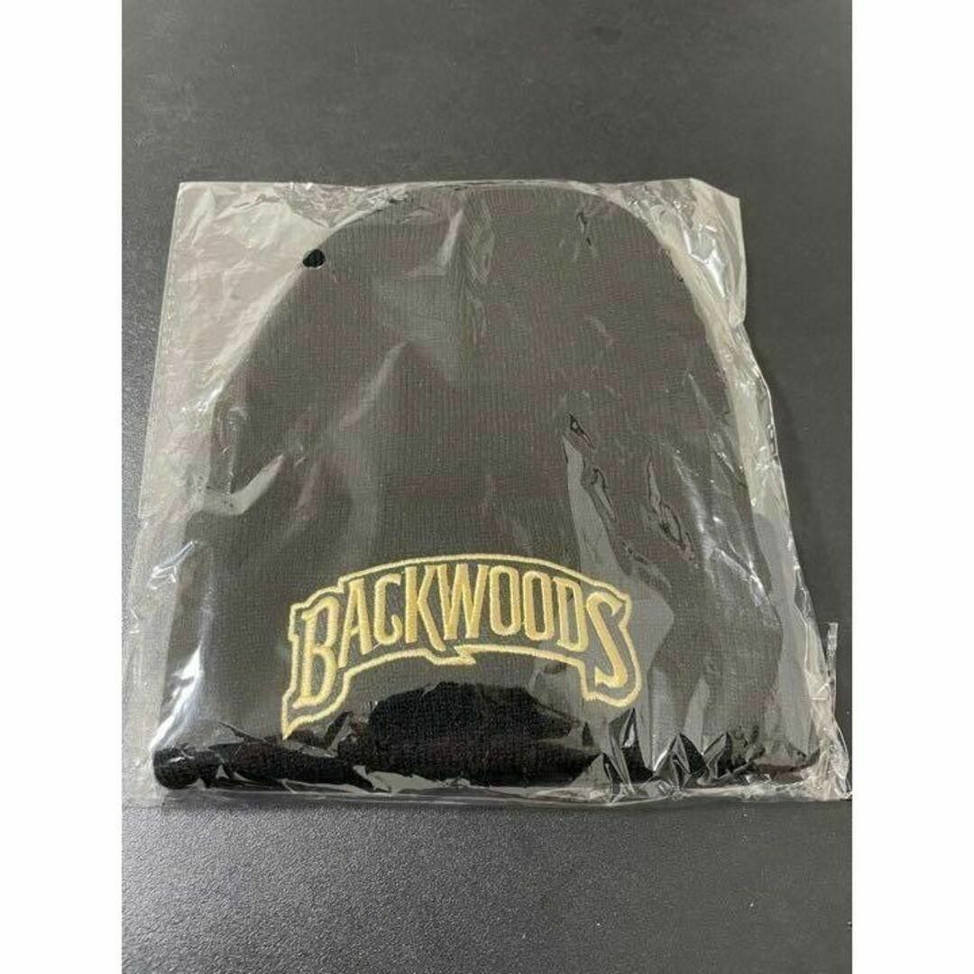 BACKWOODS（バックウッズ）ニット帽 ビーニー　ブラック×メタルゴールド メンズの帽子(ニット帽/ビーニー)の商品写真
