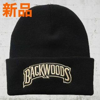 BACKWOODS（バックウッズ）ニット帽 ビーニー　ブラック×メタルゴールド(ニット帽/ビーニー)