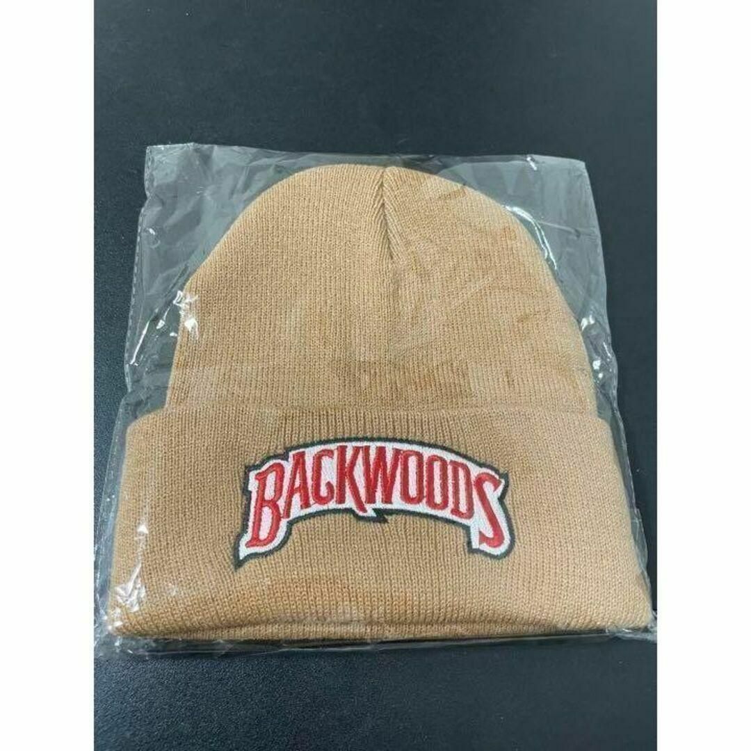 BACKWOODS（バックウッズ）ニット帽 ビーニーCAP　ベージュ×レッド メンズの帽子(ニット帽/ビーニー)の商品写真
