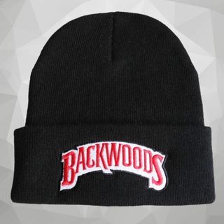 BACKWOODS（バックウッズ）ニット帽 ビーニーCAP　ブラック×レッド(ニット帽/ビーニー)