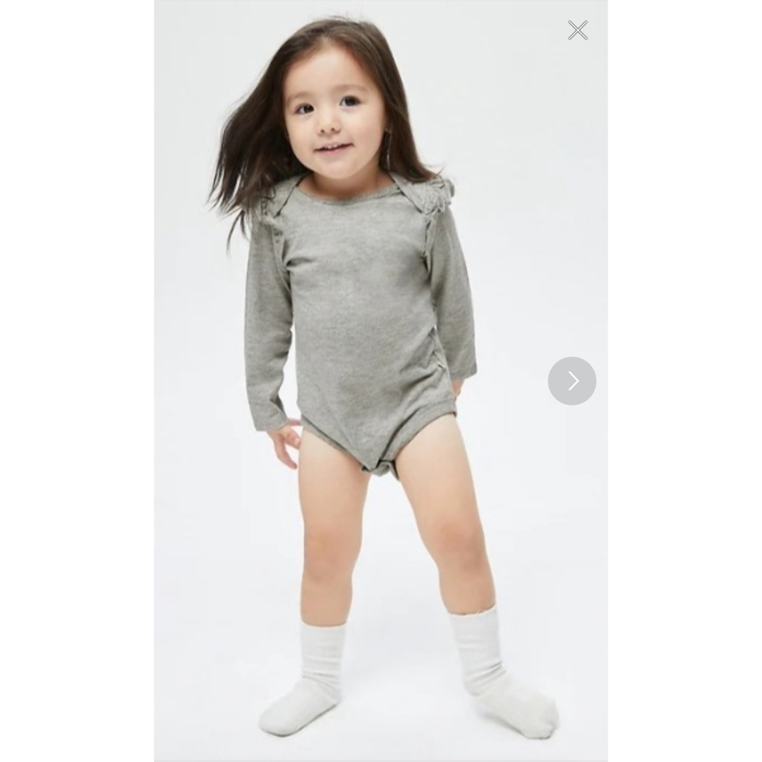 GAP(ギャップ)のギャップ ベビー ロンパース 長袖 女の子 80 ピンク グレー 3点セット キッズ/ベビー/マタニティのベビー服(~85cm)(ロンパース)の商品写真