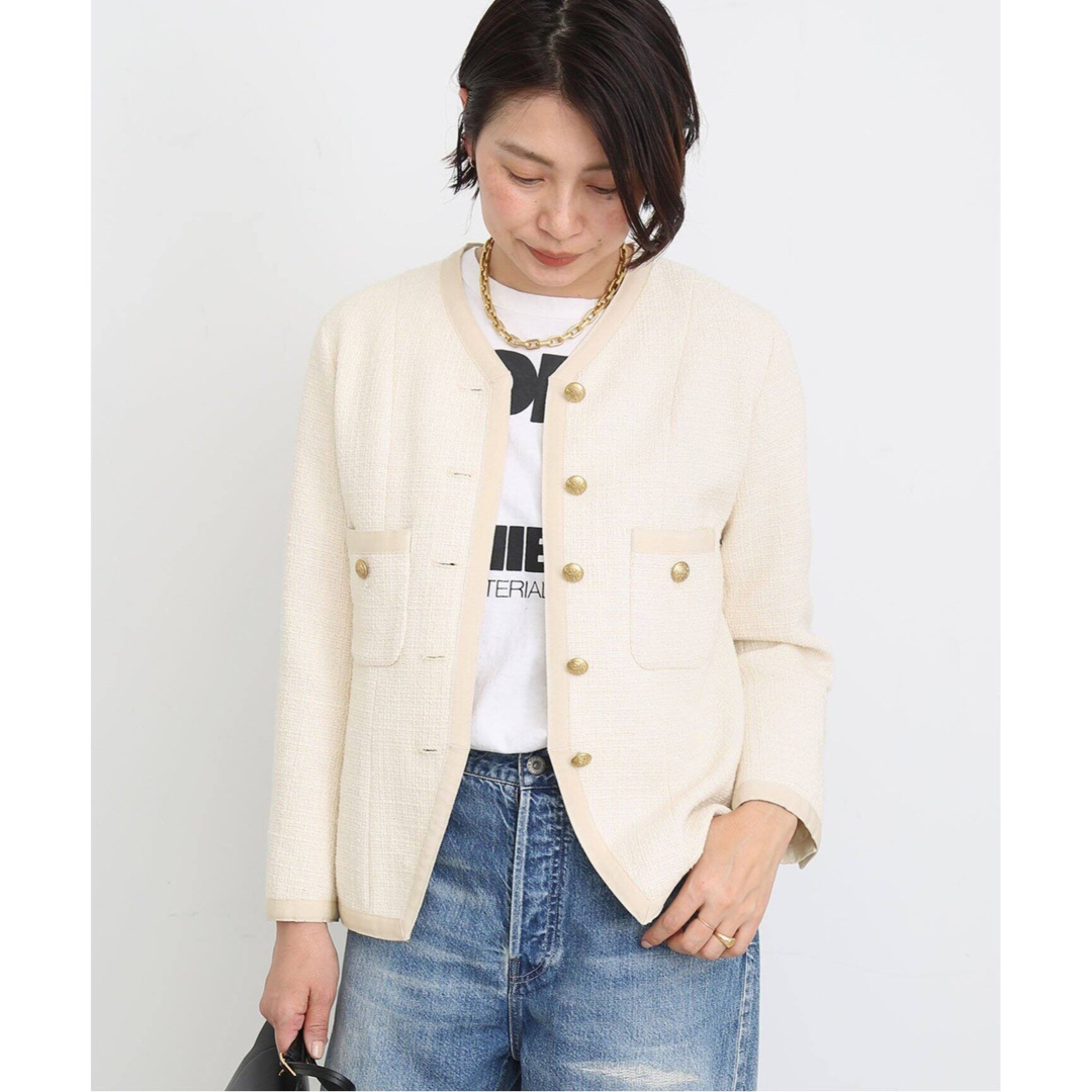 Deuxieme Classe tweed Vネック ジャケット ジャケット/アウター Deuxieme Classe tweed Vネック ジャケット ジャケット/アウター