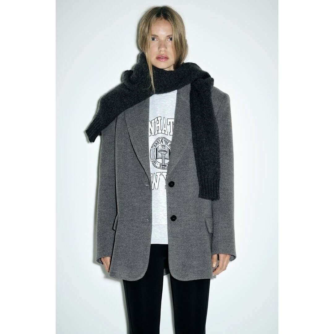 ZARA - ZARA ショルダーパッド ストレートブレザー Mサイズ ZARA - ZARA ショルダーパッド ストレートブレザー Mサイズ
