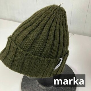 マーカ(marka)のmarka マーカ　ニット帽　ニットキャップ　ビーニー　カーキ　古着(ニット帽/ビーニー)
