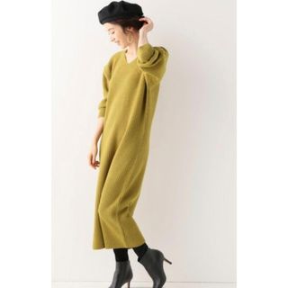 イエナ(IENA)のIENAイエナ LAMB WOOL 変形ニットワンピース (ロングワンピース/マキシワンピース)