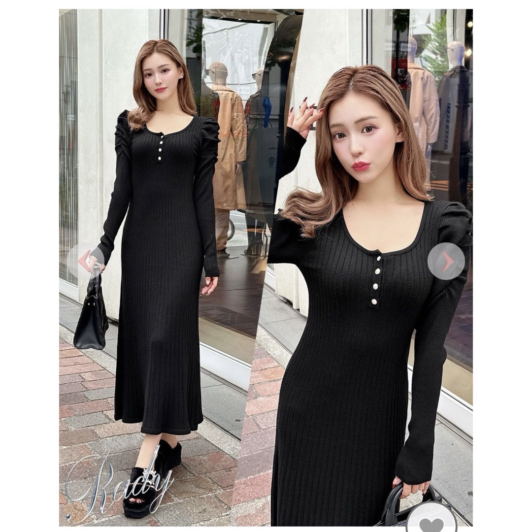 Rady - Rady リブニットワンピース ブラック M 新品 レディー Rady - Rady リブニットワンピース ブラック M 新品 レディー