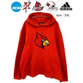 アディダス(adidas)のNCAA　ルイビル大学　カージナルス　パーカー　2XL　赤　USA古着(パーカー)