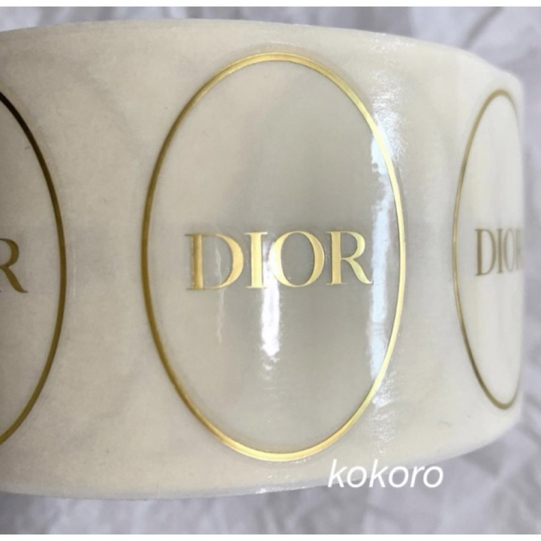 Dior(ディオール)のディオール ラッピング用シール ステッカー 20枚 楕円形 クリア×ゴールドロゴ インテリア/住まい/日用品のオフィス用品(ラッピング/包装)の商品写真