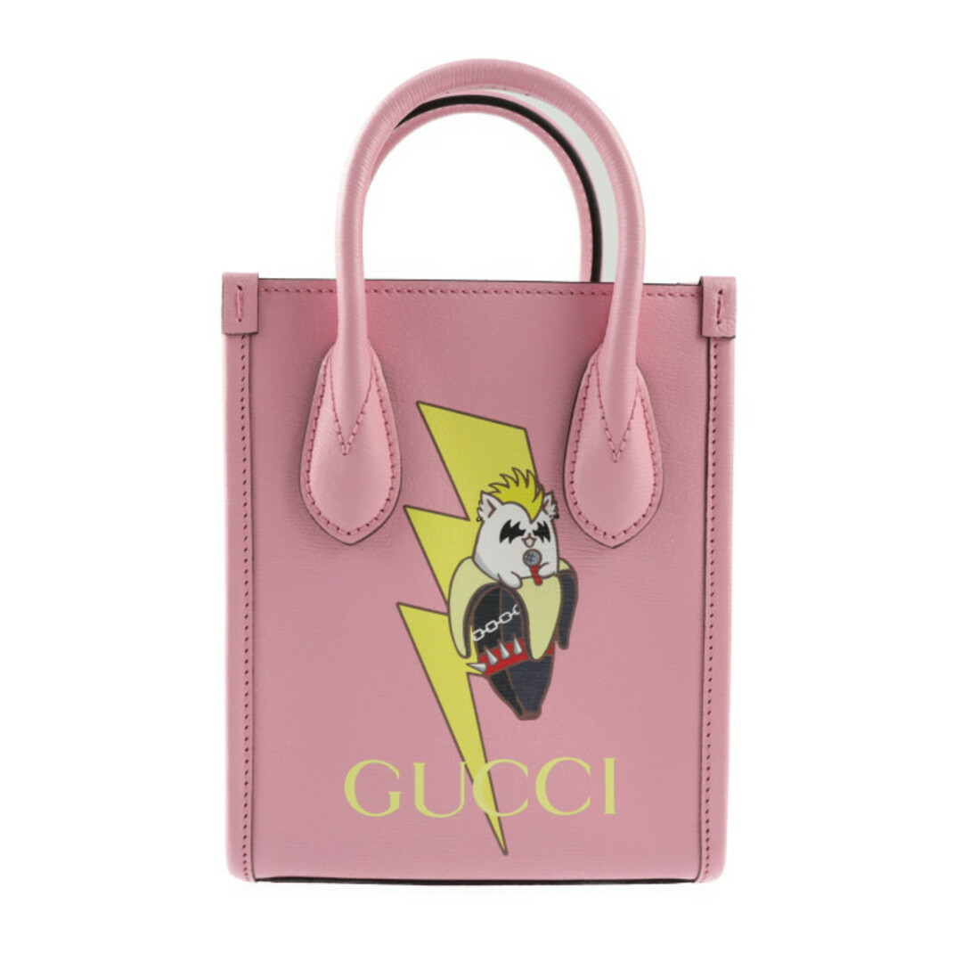 Gucci(グッチ)のGUCCI グッチ ばなにゃコラボ  ハンドバッグ 671623 レザー   ピンク ゴールド金具  2WAY ショルダーバッグ ミニバッグ 【本物保証】 レディースのバッグ(ハンドバッグ)の商品写真