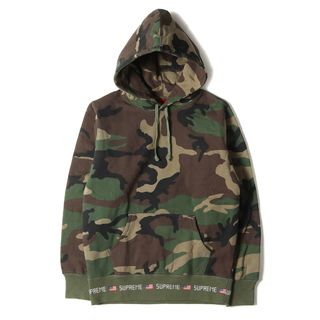 シュプリーム(Supreme)の美品 Supreme シュプリーム パーカー サイズ:S 15AW リブ ロゴ スウェット パーカー Logo Rib Hooded Sweatshirt ウッドランドカモ 迷彩 トップス フーデッド スウェットシャツ【メンズ】【中古】(パーカー)