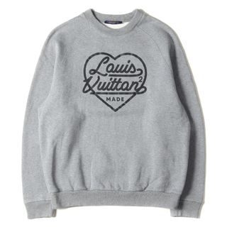 ルイヴィトン(LOUIS VUITTON)のLOUIS VUITTON ルイヴィトン スウェット サイズ:XL 22SS NIGO プリンテッド ハード スウェットシャツ M221M UYR HMY02M トップス トレーナー プルオーバー 裏起毛 ヴァージル アブロー グレー イタリア製 【メンズ】【中古】(スウェット)