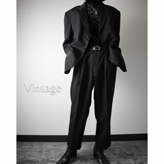 ヴィンテージ(VINTAGE)の【vintage】2ピースセットアップ ピンストライプ テーラード×1タック 黒(セットアップ)