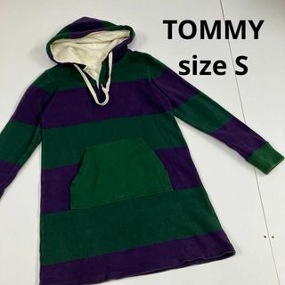 トミー(TOMMY)のTOMMY トミー　パーカー　ワンピース　ボーダー　古着女子　フェード　肘当て(ミニワンピース)