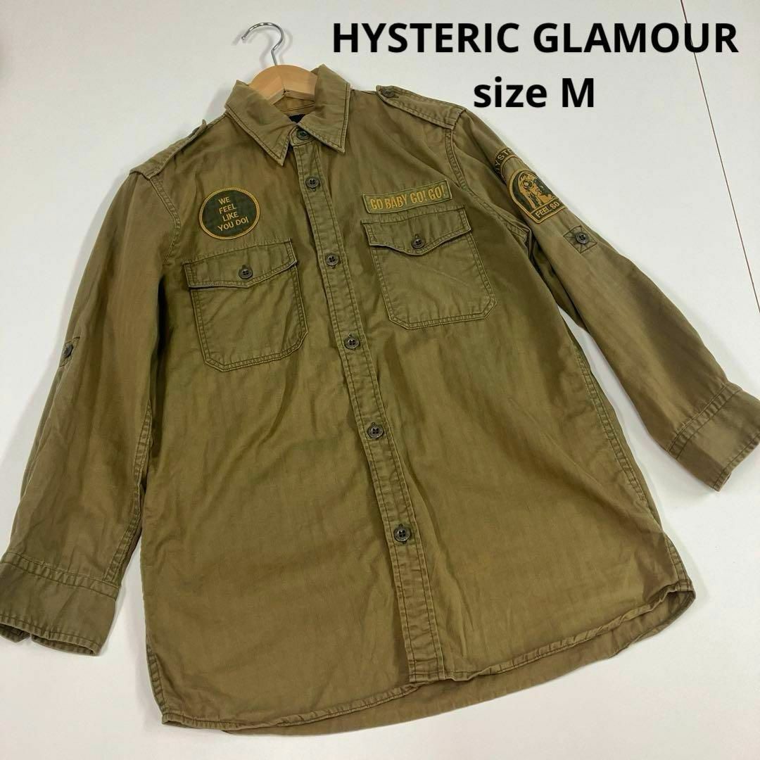 HYSTERIC GLAMOUR(ヒステリックグラマー)のヒステリックグラマー　ミリタリーシャツ　七分丈　ワッペン　フェード　古着 メンズのトップス(シャツ)の商品写真