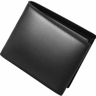 財布　メンズ　二つ折り　本革　黒　ブラック　コンパクト　レザー　プレゼント(折り財布)